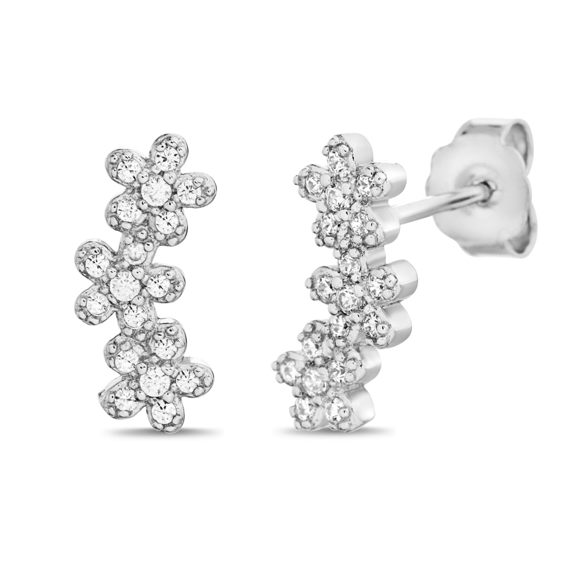 Arete trepador flor silver SOPHIE CROWN